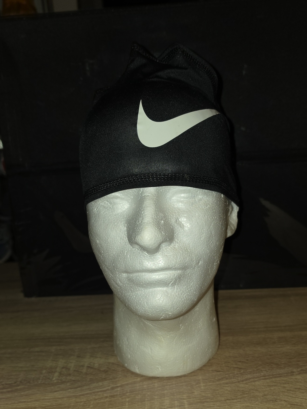 Nike Black Skull Cap with White Swoosh Logo